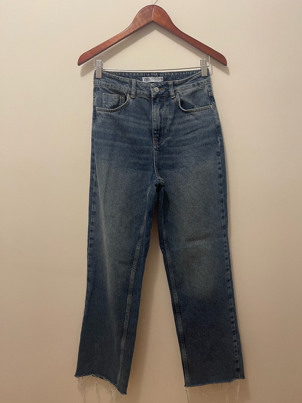 Zara Women's Straight-Leg Jeans in Blue Denim
